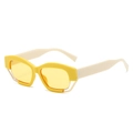 Fashionable polygon sunglasses in bright yellow and cream white color combination - Regular / Regular (Inc. 13% VAT) Yellow Frame Yellow Lenses