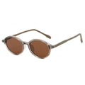 Retro TR90 round sunglasses with translucent smoke grey frames and beige temples - Regular / Regular (incl. 13% VAT) Grey Frame Brown Lenses