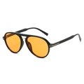 Lunettes aviateur vintage à double pont avec monture noire et verres orange pour hommes et femmes - Monture Noir Brillant Verres Oranges