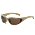 Lunettes de soleil sport Y2K monture sable kaki et verres marron foncé - Standard / Lunettes à verres thé unis monture kaki standard