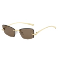 Lunettes de soleil œil-de-chat sans monture, verres marron et branches dorées - Standard / Régulier (TVA 13 % incluse) monture dorée avec verres thé unis