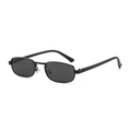 Lunettes de soleil rectangulaires en métal noir avec détails de rayures rouges et vertes - Monture Noire Verres Gris
