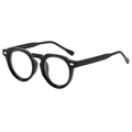 Retro round black frame sunglasses with rivet accents and clear lenses for men and women - Regular / Regular (Includes 13% VAT) Glossy Black Frame with Clear Lenses