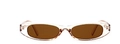 Retro ovale zonnebril met transparant montuur en donkerbruin getinte glazen - Champagne Frame Thee Glazen (c7)