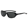 Gafas de sol deportivas Y2K en montura negra con detalles metálicos plateados fondo blanco - Montura Negra Lentes Grises