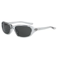 Modern Y2K sporty sunglasses with transparent grey frames and dark tinted lenses - Translucent Grey Frame Grey Lens