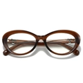 Montatura per occhiali cat-eye ambra scura con dettaglio cuore in metallo e lenti anti-luce blu - Montatura Marrone Lenti Trasparenti