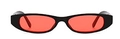 Trendy small frame sunglasses with thick black frame and red translucent lenses - Black Frame Wine Red Lens (c9)
