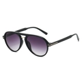 Lunettes aviateur rétro à double pont avec monture noire et verres dégradés violets - Monture Noir Brillant Double Verre Gris