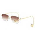 Modische randlose Sonnenbrille mit Goldgestell, braunen Verlaufsgläsern und Perlendetail - Normal / Goldener Rahmen Verlaufs-Tee-Gläser