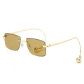 Moderne randlose quadratische Sonnenbrille mit Goldrahmen und Tropfenanhängern - Normal / Goldener Rahmen / Hellgrüne Gläser