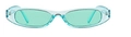 Modern small rectangular sunglasses with translucent blue frame and mint green lenses - Transparent Blue Frame Blue Lens (c6)