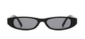 Narrow oval black frame sunglasses with dark grey lenses for a minimalist look - In Stock / Standard - C1 Shiny Black Gray Lens