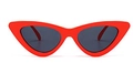 Gafas de sol de ojo de gato rojas retro con lentes oscuras y diseño de marco triangular - Montura Roja Lente Gris (C4)