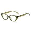 Vintage cat-eye eyeglasses in translucent olive green resin with specifications on temple - Olive Green Frame White Lens