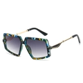 Occhiali da sole geometrici oversize con montatura a mosaico e lenti sfumate - Montatura Floreale Blu Verde Lente Grigia Sfumata