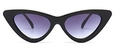 Gafas de sol retro de ojo de gato con montura negra y lentes degradadas violetas - Marco Negro Lente Gris Doble (C3)