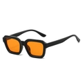 Classic square black frame sunglasses featuring vibrant orange lenses in a 45-degree side view - Regular / Black Frame Orange Lens