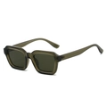 Classic square sunglasses with dark green translucent frames and tinted lenses - Regular / Green Frame Green Lens