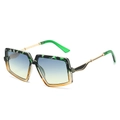 Oversized square sunglasses in green tortoiseshell and amber with blue gradient lenses - Green Floral Yellow Frame Green Yellow Lens