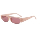 Moderne rechteckige Halbrand-Sonnenbrille in Translucent-Rosa mit dunkelbraunen Gläsern - Rosa Rahmen Lila Gläser