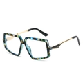 Occhiali geometrici quadrati oversize in tartarugato multicolore da donna moda - Montatura Floreale Blu Lente Chiara