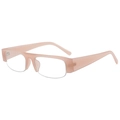 Fashionable semi-rimless rectangular sunglasses in light transparent pink with a PC frame - Pink Frame Clear Lens