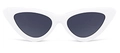 Gafas de sol retro de ojo de gato con montura de acetato blanco y lentes oscuros - Marco Blanco Lente Todo Gris (C11)