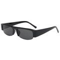 Retro Y2K Rechteckige Flat Top Sonnenbrille mit schwarzem PC-Rahmen und grauen Gläsern - Schwarzer Rahmen Graue Gläser