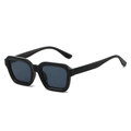 Classic black square frame sunglasses with dark lenses in a glossy minimalist finish - Regular / Black Frame Grey Lens
