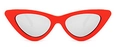 Retro cat-eye triangle sunglasses with bold red frame and translucent lenses for women - Red Frame White Mirror Lens (C12)