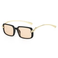 Lunettes de soleil carrées noires avec verres thé et branches métalliques à nœud doré en profil - Standard / Monture noire avec verres champagne (incl. 13 % TVA)