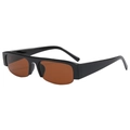 Flache rechteckige Sonnenbrille mit schwarzem Rahmen und braunen Gläsern - Schwarzer Rahmen Teefarbene Gläser