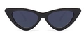 Retro black cat-eye triangle sunglasses for women featuring stylish dark lenses - Black Frame All Gray Lens (C10)