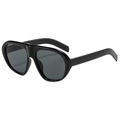 Gafas de sol de moda con montura gruesa negra brillante y cristales gris oscuro - Marco Negro Brillante Lente Gris