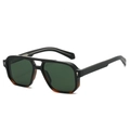 Classic aviator sunglasses with matte black frames and dark green lenses in 45-degree view - Black Tortoiseshell Frame Dark Green Lens