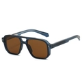 Blue aviator sunglasses with matte frames, brown lenses and silver arrow rivets - Matte Blue Frame Brown Lens