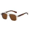 Frosted grey aviator sunglasses with brown lenses and tortoiseshell temples in 45-degree view - Matte Transparent Frame Brown Lens