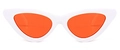 Retro cat-eye sunglasses featuring a bold white frame and vibrant orange lenses - White Frame Red Lens (C8)