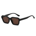 Classic square black sunglasses with dark brown lenses in a retro full-frame design - Regular / Black Frame Tea Lens