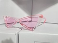 Trendy transparent pink triangle cat-eye sunglasses with Y2K aesthetic style - Transparent Pink (C14)