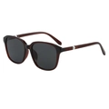 Fashionable square frame sunglasses with dark lenses and pearl temple detail on white background - Tea Frame Gray Lens