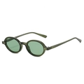 Retro oval olive green translucent sunglasses with vintage tinted lenses for women - Regular / Green Frame / Green Lens