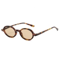 Occhiali da sole ovali rétro tartarugati con lenti ambra e montatura vintage elegante - Regolare / Montatura Leopardata Lente Champagne