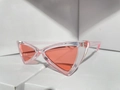 Futuristic butterfly sunglasses with transparent pink frame and matching lenses - Transparent Pink Frame Red Lens (C16)