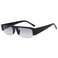 Retro rectangle sunglasses with thick black PC frames and gradient grey lenses - Black Frame Double Gray Lens