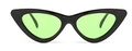Retro cat-eye sunglasses with black frame and translucent fluorescent green lenses - Black Frame Dark Green Lens (C5)