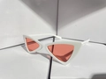 Modern butterfly sunglasses with white frame and vibrant coral orange lenses - White Frame Red Lens (C15)