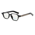 Close-up of black irregular hexagonal glasses frame with anti-blue light lens detail - Regular / Standard (Incl. 13% VAT) Black Frame Clear Lenses