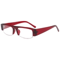 Fashionable dark red semi-rimless square frame PC sunglasses with wide temples - Red Frame Clear Lens